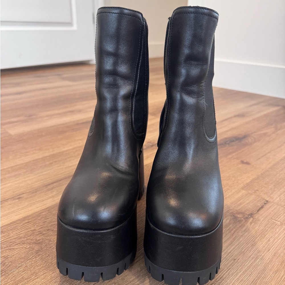 Jeffrey Campbell Black Chunky platform Ankle Boots 8.5 - Picture 2 of 8